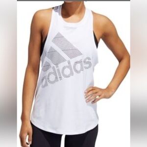 Adidas Women's White Tank with Black Graphic